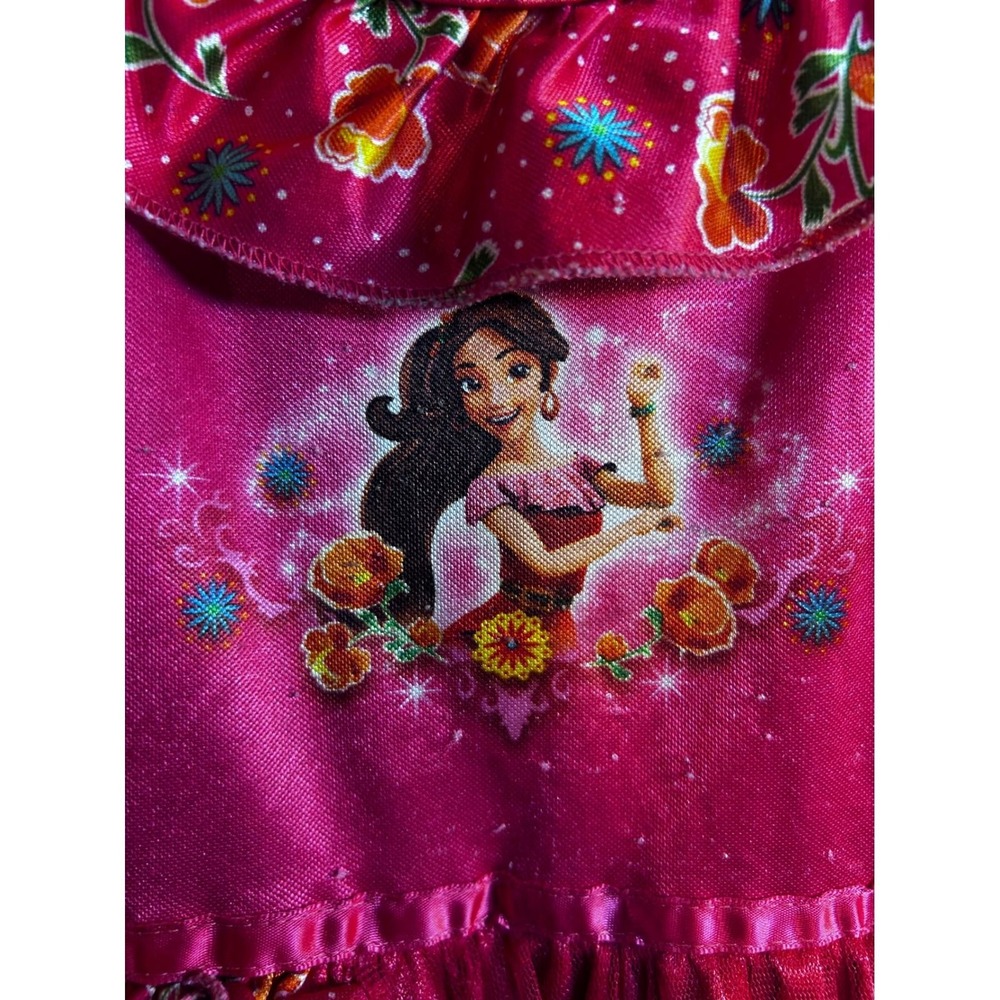 Disney Elena of Avalor Nightgown Size 6 Pink Ruffle Floral Sleep Dress Girls - Picture 5 of 8